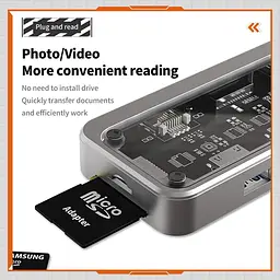 USB type C HUB 10 in 1 PD100W 4K 30 Гц RJ45 USB 3.0 10 Гб/с - мініатюра 7