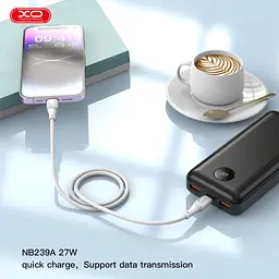 Дата кабель USB-C to Lightning 1.0m 27W High Elastic Zeus XO (NBQ239A_White) - мініатюра 2