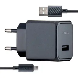 Мережевий зарядний пристрій Hoco CS11A Ocean single port charger set (Micro) (EU) Чорний