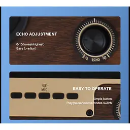 Портативна колонка ретро для караоке Kisonli G102 Bluetooth 1800 mAh 16 Вт 2 мікрофони Wooden - мініатюра 7