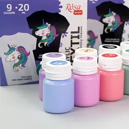 Набір фарб для розпису тканин UNICORN 9×20 мл пастельні кольори ROSA Talent (4823098528760) - мініатюра 6