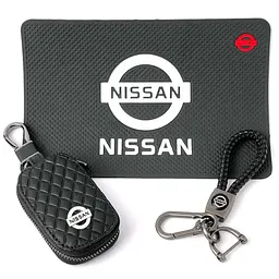 Подарунковий набір №88 для Nissan плетений брелок з карабіном і чохол для автоключів