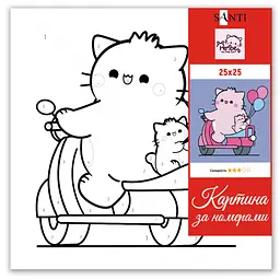 Картина за номерами Santi Pembe the Cat. Kitty on Scooter 25х25 см (955660) - мініатюра 2