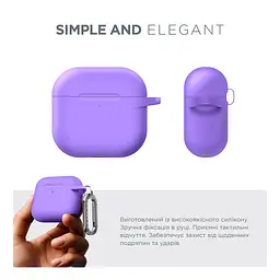 Силіконовий чохол для навушників Apple AirPods 4, Hang Case, фіолетовий, ультратонкий захисний кейс товщиною 2 мм, захист від подряпин, пилу та ударів, компактний, з карабіном для кріплення, ArmorStandart (ARM81292) - мініатюра 2
