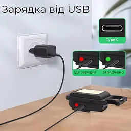 6W ліхтар-брелок 1800 Лм з магнітом Mini COB на акумуляторі 500 мАг, водонепроникність IP44, Чорний (1800LM) - мініатюра 11