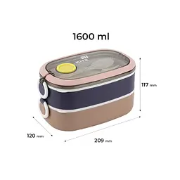 Ланч-бокс Kite подвійний з наповненням 1600 мл, бежевий (K25-1181-1) - мініатюра 2