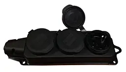 Колодка каучук потрійна з заземленням та кришкою WATERPROOF IP44 16A (BLACK) ARCTIC LUMANO