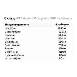 Амінокислота MST Nutrition Amino Complex, 300 таблеток - мініатюра 3
