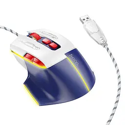 Комп'ютерна миша Hoco GM31 Overlord luminous gaming Wired mouse Білий + Синій