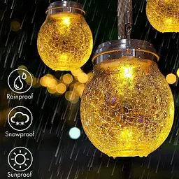 Декоративна кришталева скляна LED куля для тераси / Садовий ліхтар на сонячній батареї garden light jar - мініатюра 5