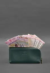 Шкіряне портмоне-купюрник на блискавці 14.0 зелений - мініатюра 3