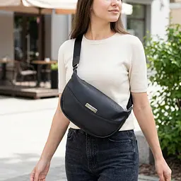 Шкіряна сумка жіноча через плече з незвичайним бігунком брелоком Vintage 22615 чорна - мініатюра 2