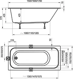 Ванна акрилова Ravak Chrome Slm 160x70 C731300000 Білий - мініатюра 5
