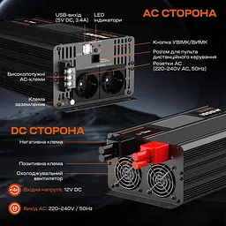 Автономний однофазний інвертор 1kW/12V LiTime L12V1KW-EN-D (44-00526) - мініатюра 2