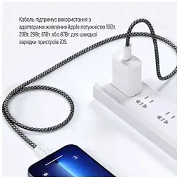 Дата кабель USB-C to Lightning 2.0m (PDF Fast Charging 27W) black ColorWay (CW-CBPDCL068-BK) - мініатюра 12