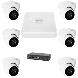 Комплект відеоспостереження на 6 камер GreenVision GV-IP-K-W76/06 5MP