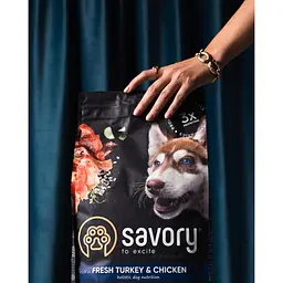 Сухий корм Savory Junior Large багатий на Fresh Turkey & Chicken 3 кг для цуценят великих порід (індичка та курка) - мініатюра 7