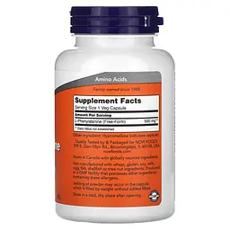 NOW Фенілаланін, L-Phenylalanine 500мг - 120 капсул - мініатюра 2