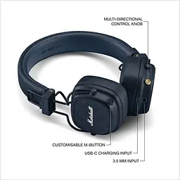 Комплект навушники Marshall Major V Midnight Blue Original + Кейс (Підтримка офіційного додатку)(1008144) - мініатюра 6