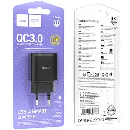 МЗП Hoco C140A Smart QC3.0 18W (1USB-A) Black - мініатюра 6