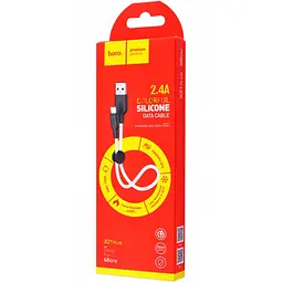 Кабель Hoco X21 Pisces Cable USB to MicroUSB 2,4A 0.25m Black - White - мініатюра 2