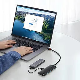 Хаб конвертер розгалужувач Baseus Lite Series 4-in-1 Usb-A to 4xUsb 3.0 25 cm WKQX030001 - мініатюра 6