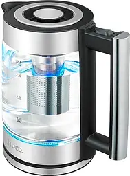 Електрочайник HOCO HA01A Kitchen high boron glass electric kettle 1.8L скляний з підсвічуванням блакитний - мініатюра 3