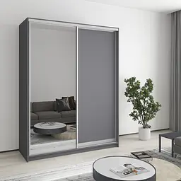 Шафа-купе дводверна MebelStar Комбо AL ДСП/Дзеркало 160x60x210 см Антрацит (MBS-2751)