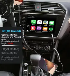 Кабель USB C до C 3 фута 2 пачки Спіральний USB C Зарядний кабель для автомобіля типу C Кабель швидкого заряджання для iPhone 17/1 - мініатюра 5