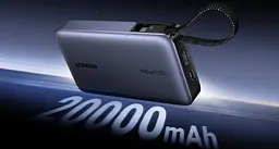 Power Bank Ugreen PB551 20000mah 145W Built-In USB-C Cable LED Gray (55992B) UA - мініатюра 4