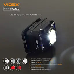 Налобний світлодіодний ліхтарик Videx VLF-H035C, 410Lm 5000K (26571-000) - мініатюра 7