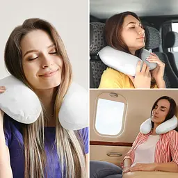 Подушка рогалик для подорожей IDEIA - Memory Foam 30х40 з ефектом пам'яті та наволочкою на блискавці біла - мініатюра 7