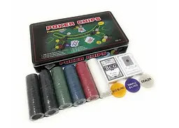 Настільна гра International Toys Trading LTD Покерний набір 300 фішок без номіналу + сукно (бляшана коробка) (IG-3007) - мініатюра 5
