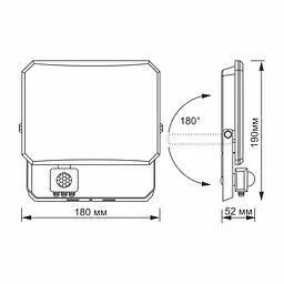 Прожектор Videx LED F3 50W 5000K з датчиком руху 220V чорний (VLE-F3-0505B-S)  - мініатюра 4