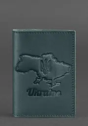 Шкіряна обкладинка для паспорта з мапою України зелений краст