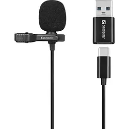 Провідний петличний мікрофон Streamer USB Clip USB-A/USB-C, кабель 3м, чорний
