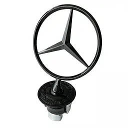 Емблема приціл на капот Mercedes-Benz-Benz Чорний матовий+напис W124 (РЕСТАЙЛ) W210 W202 W203 W204 W221 W211 W212 W222 метал (Завод) OEM a2108800186