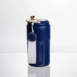Термочашка Coffee 400 мл з ремінцем і датчиком температури Yiwu синій