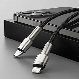 Кабель Baseus Cafule Metal USB-C to Lightning PD 20W 0.25m Black (CATLJK-01) [78966] - мініатюра 6