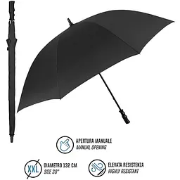 Парасоля-тростина Perletti Golf XXL з системою антивітер чорна (P96020-01) - мініатюра 2