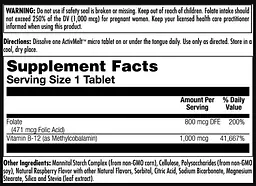 Фолієва кислота з метилкобаламіном, Folic Acid Methyl B-12 800 mcg - 60 tabs Raspberry - мініатюра 2