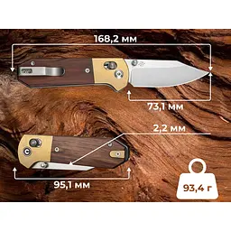 Ніж складаний кишеньковий Civivi Yonder Clip Point (7.3 см) 14C28N / Wood and Brass натуральний - мініатюра 15