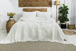Вафельне покривало Norah Cream 240x260см +2 наволочки 50x70см Saheser pbe0052239 - мініатюра 1