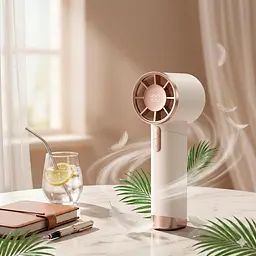Акумуляторний мінівентилятор Wuji Handheld Fan DS1013, 3,8 Вт, бежево-золотий, маленький портативний вентилятор - мініатюра 2
