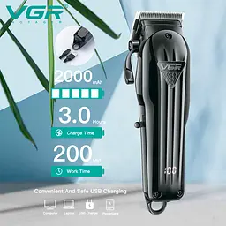Машинка для стрижки акумуляторна VGR V-282 LCD гребінець (6 насадок) - мініатюра 7