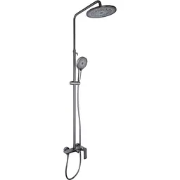 Душова система для душу Qtap Slavonice на два споживача QTSLA110GMB45913 Gunmetal Black PVD, Шліфований чорний хром