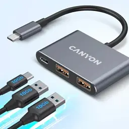 Концентратор Canyon hub DS-3 3in1 USB-C Dark Grey (CNS-TDS3) - мініатюра 7