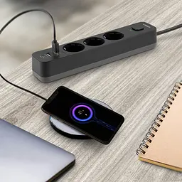 Мережевий подовжувач Videx Oncord з/з 3 п 3 м (3x1.5 мм) 2.4А 2USB+USB-C з кнопкою чорний (VF-PD33G2U1C-B) - мініатюра 11