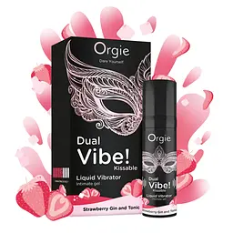 Рідкий вібратор Orgie Dual Vibe! Liquid Vibrator Strawberry Gin and Tonic 15 мл - мініатюра 2