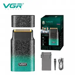 Електробритва VGR V-308 шейвер, подвійне лезо, 9000 RPM, LED-дисплей Зелений - мініатюра 7